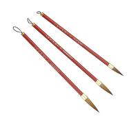 PATIKIL Calligraphy Brush, 3 Pack Watercolor Ink Painting Calligraphy Writing Brush Drawing Art Brush Metal Rod Handle for Beginner 3 Size Kit, Brown