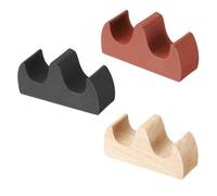 PATIKIL Calligraphy Brush Holder, 3 Pack 2 Ports Solid Wooden Chinese Calligraphy Brush Rest for Writing Painting Pen Brush Rack Holder Tool, Black,Red