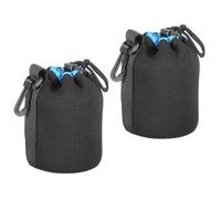 PATIKIL Camera Lens Bag, 2 Pcs 3.3" ID x 5.5" H Drawstring Lens Pouch with Thick Protective Neoprene, Lens Case for DSLR Camera Lens, Water Coffee Cups Black, Blue