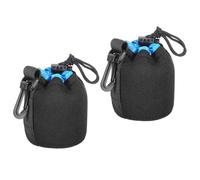 PATIKIL Camera Lens Bag, 2 Pcs 3" ID x 3.9" H Drawstring Lens Pouch with Thick Protective Neoprene, Lens Case for DSLR Camera Lens, Water Coffee Cups Black, Blue