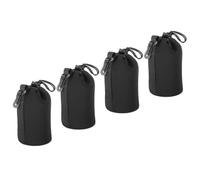 PATIKIL Camera Lens Bag, 4 Pcs 3.7" ID x 7.1" H Drawstring Lens Pouch with Thick Protective Neoprene, Lens Case for DSLR Camera Lens, Water Coffee Cups Black