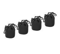 PATIKIL Camera Lens Bag, 4 Pcs 3" ID x 3.9" H Drawstring Lens Pouch with Thick Protective Neoprene, Lens Case for DSLR Camera Lens, Water Coffee Cups Black