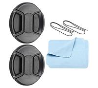PATIKIL Camera Lens Cap, 2 Pack Center Pinch Front Lens Cover with Cap String/Microfiber Cleaning Cloth for 77mm Thread Universal DSLR Lenses for Nikon, for Fujifilm, for Pentax, for Leica