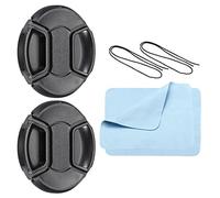 PATIKIL Camera Lens Cap, 2 Pack Center Pinch Front Lens Cover with Cap String/Microfiber Cleaning Cloth for 67mm Thread Universal DSLR Lenses for Nikon, for Fujifilm, for Pentax, for Leica
