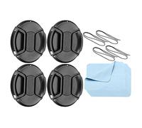 PATIKIL Camera Lens Cap, 4 Pack Center Pinch Front Lens Cover with Cap String/Microfiber Cleaning Cloth for 82mm Thread Universal DSLR Lenses for Nikon, for Fujifilm, for Pentax, for Leica