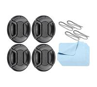 PATIKIL Camera Lens Cap, 4 Pack Center Pinch Front Lens Cover with Cap String/Microfiber Cleaning Cloth for 58mm Thread Universal DSLR Lenses for Nikon, for Fujifilm, for Pentax, for Leica