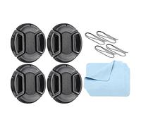 PATIKIL Camera Lens Cap, 4 Pack Center Pinch Front Lens Cover with Cap String/Microfiber Cleaning Cloth for 52mm Thread Universal DSLR Lenses for Nikon, for Fujifilm, for Pentax, for Leica