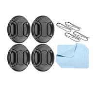 PATIKIL Camera Lens Cap, 4 Pack Center Pinch Front Lens Cover with Cap String/Microfiber Cleaning Cloth for 67mm Thread Universal DSLR Lenses for Nikon, for Fujifilm, for Pentax, for Leica