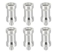 PATIKIL Camera Spigot Screws Converter 3/8" x 1/4" Female to Male, 6 Pack Tripod Screw Adapter Spigot Stud for Light Stand Hot Shoe Cold Shoe Adapter Ball Head Flash, Silver