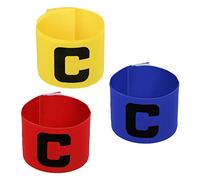 PATIKIL Captain's Armband, 3 Pack Letter C Elastic Arm Band for Soccer Team Training, Blue Red Yellow