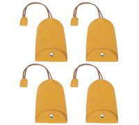 PATIKIL Car Key Case, 4 Pcs PU Leather Key Pouch Key Fob Holder Pull Out Keychain Bag Sleeve with Buckle for Car Home Office Keys, Lemon Yellow