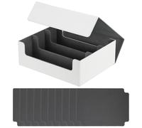 PATIKIL Card Storage Box for Trading Card, 1200 + PU Leather Magnetic Closure Card Storage Deck Box Holder with 10 Divider Fit for Magic Games Card, White/Grey