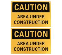 PATIKIL Caution Area Under Construction Sign 14 x 10 Inch, 2 Pcs Plastic Danger Do Not Enter Signs for Industrial Areas Storage Facilities Chemical, Black on Yellow & Yellow on Black