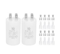PATIKIL CBB60 10uF Run Capacitor,2 Pcs AC450V 4 Pin Double Insert with Sheath Spring, White