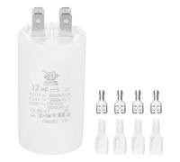 PATIKIL CBB60 12uF Run Capacitor,1 Pcs AC450V 4 Pin Double Insert with Sheath Spring, White