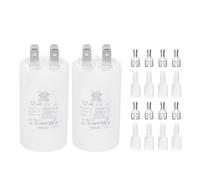 PATIKIL CBB60 12uF Run Capacitor,2 Pcs AC450V 4 Pin Double Insert with Sheath Spring, White