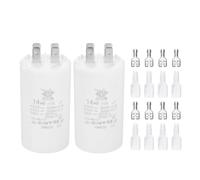 PATIKIL CBB60 14uF Run Capacitor,2 Pcs AC450V 4 Pin Double Insert with Sheath Spring, White