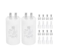 PATIKIL CBB60 16uF Run Capacitor,2 Pcs AC450V 4 Pin Double Insert with Sheath Spring, White