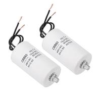 PATIKIL CBB60 16uF Running Capacitor, 2 Pcs AC 450V 2 Wires 50/60Hz Cylinder Bottom with M8 x 14mm Screw for Washing Machine, Water Pump Motor Star, 75 x 40mm, White
