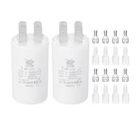 PATIKIL CBB60 1uF Run Capacitor,2 Pcs AC450V 4 Pin Double Insert with Sheath Spring, White