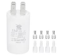 PATIKIL CBB60 2.5uF Run Capacitor,1 Pcs AC450V 4 Pin Double Insert with Sheath Spring, White