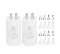 PATIKIL CBB60 20uF Run Capacitor,2 Pcs AC450V 4 Pin Double Insert with Sheath Spring, White