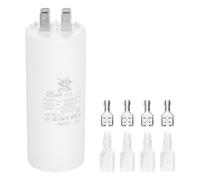PATIKIL CBB60 25uF Run Capacitor,1 Pcs AC450V 4 Pin Double Insert with Sheath Spring, White