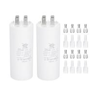 PATIKIL CBB60 25uF Run Capacitor,2 Pcs AC450V 4 Pin Double Insert with Sheath Spring, White