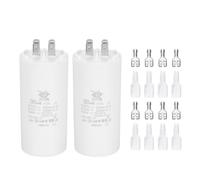 PATIKIL CBB60 30uF Run Capacitor,2 Pcs AC450V 4 Pin Double Insert with Sheath Spring, White