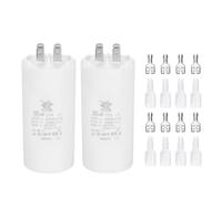 PATIKIL CBB60 35uF Run Capacitor,2 Pcs AC450V 4 Pin Double Insert with Sheath Spring, White
