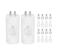 PATIKIL CBB60 40uF Run Capacitor,2 Pcs AC450V 4 Pin Double Insert with Sheath Spring, White