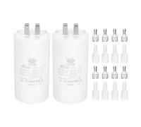 PATIKIL CBB60 45uF Run Capacitor,2 Pcs AC450V 4 Pin Double Insert with Sheath Spring, White