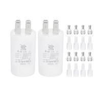PATIKIL CBB60 4uF Run Capacitor,2 Pcs AC450V 4 Pin Double Insert with Sheath Spring, White