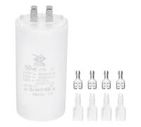 PATIKIL CBB60 50uF Run Capacitor,1 Pcs AC450V 4 Pin Double Insert with Sheath Spring, White