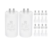 PATIKIL CBB60 50uF Run Capacitor,2 Pcs AC450V 4 Pin Double Insert with Sheath Spring, White