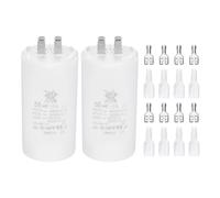 PATIKIL CBB60 55uF Run Capacitor,2 Pcs AC450V 4 Pin Double Insert with Sheath Spring, White