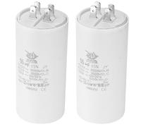 PATIKIL CBB60 55uf Running Capacitor,2Pcs AC 450V 4 Pins 50/60Hz Double Insert Cylinder Bottom for Air conditioning,Water Pump,Fan Motor Star 105 x 50mm