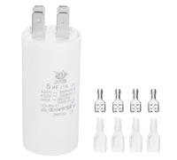 PATIKIL CBB60 5uF Run Capacitor,1 Pcs AC450V 4 Pin Double Insert with Sheath Spring, White