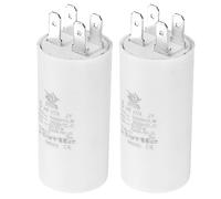PATIKIL CBB60 5uf Running Capacitor,2Pcs AC 450V 4 Pins 50/60Hz Double Insert Cylinder Bottom for Air conditioning,Water Pump,Fan Motor Star 62 x 30mm