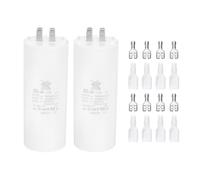 PATIKIL CBB60 80uF Run Capacitor,2 Pcs AC450V 4 Pin Double Insert with Sheath Spring, White