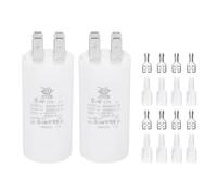PATIKIL CBB60 8uF Run Capacitor,2 Pcs AC450V 4 Pin Double Insert with Sheath Spring, White