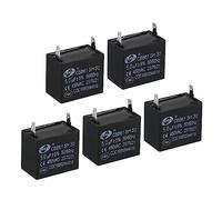 PATIKIL CBB61 Ceiling Fan Capacitor, 5Pcs 5uF 450V AC 50/60HZ Single Insert with 2pins for Air Conditioner Fan Motor Star Run Capacitors 38 x 36 x 32mm