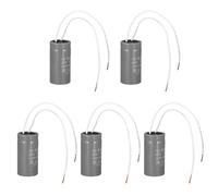 PATIKIL CD60 Running Capacitor, 5 Pcs 75uF 250V 2 White Wires 50/60Hz Motor Starting Capacitor 68x34mm for Air Compressor Motor Starts Running, Grey