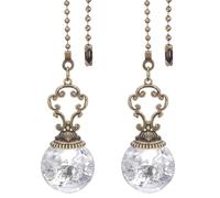 PATIKIL Ceiling Fan Pull Chain, 2 Pack 12" Decorative Ball Pendant Chain Extender Charm Extension Pull String for Ceiling Fans Light Lamp, Clear