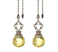 PATIKIL Ceiling Fan Pull Chain, 2 Pack 12" Decorative Crystal Pendant Chain Extender Charm Extension Pull String for Ceiling Fans Light Lamp, Yellow