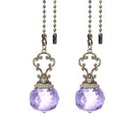 PATIKIL Ceiling Fan Pull Chain, 2 Pack 12" Decorative Crystal Pendant Chain Extender Charm Extension Pull String for Ceiling Fans Light Lamp, Purple