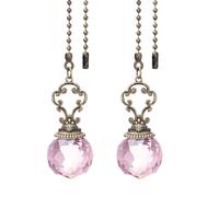 PATIKIL Ceiling Fan Pull Chain, 2 Pack 12" Decorative Crystal Pendant Chain Extender Charm Extension Pull String for Ceiling Fans Light Lamp, Pink