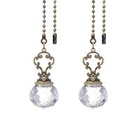 PATIKIL Ceiling Fan Pull Chain, 2 Pack 12" Decorative Crystal Pendant Chain Extender Charm Extension Pull String for Ceiling Fans Light Lamp, Clear