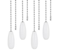 PATIKIL Ceiling Fan Pull Chain Extender, 4Pcs 12" Decorative Wooden Pendant Extension Chains Beaded Ball Pulls Cord Extender for Ceiling Fans Light Lamp Chandelier, White