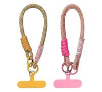 PATIKIL Cell Phone Wrist Lanyard, 2 Pcs Universal Phone Wrist Lanyard Hand Wrist Strap Anti Theft Strap with Pads, Colored Rose/Yellow